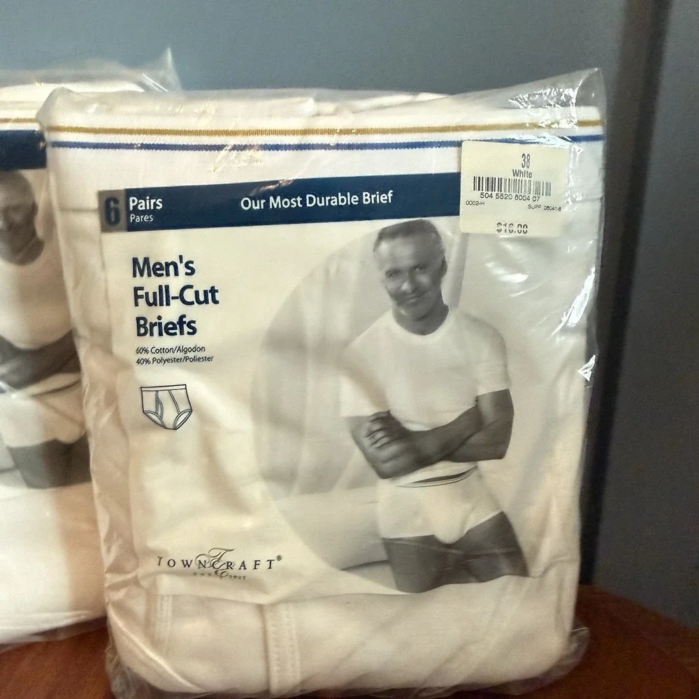 Vintage Towncraft JCPenney Men's Full-Cut Briefs Size 38 (6 Pack x 2) White New